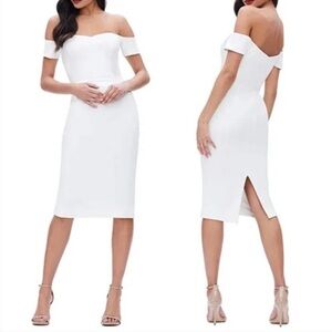 NWOT Dress the Population Bailey Off the Shoulder Dress white sz L